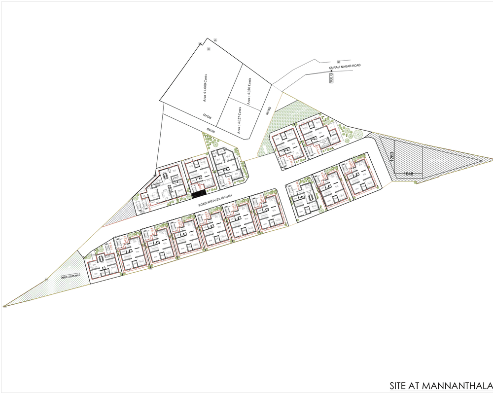 Fairview Villas master plan showing the site boundary, internal roads, villa placement by type and the recreation areas